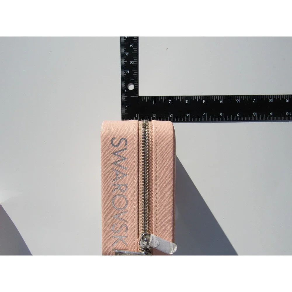 Swarovski Pink Travel Jewelry Pouch Box Organizer with Mirror & Zipper New